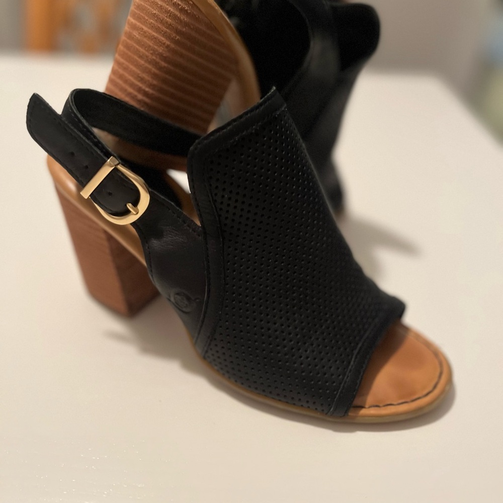 Born Black Perforated Heeled Sandals